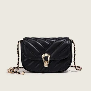 Women Quilted Crossbody Bag PU Leather Small Square Bag Gold Chain Shoulder Bag Classic Elegant Lady Handbag