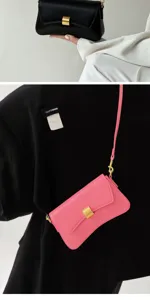 Elegant minimalist women shoulder bag fashion solid color baguette handbag chic commuter accessory