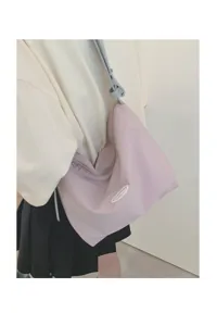 Casual canvas underarm shoulder bag for women, versatile large capacity pink tote.