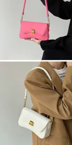Elegant minimalist solid color underarm baguette shoulder bag for urban women chic daily wear