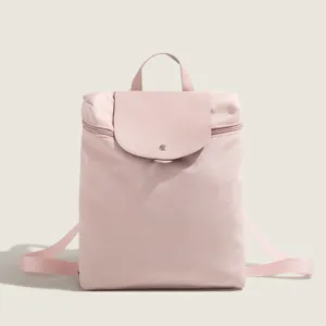 Chic pink nylon backpack for women casual daily school travel lightweight shoulder bag style