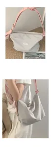 Canvas shoulder bag casual contrast color underarm tote bag for women daily fashion style.