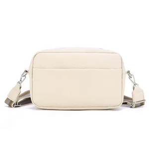 Women's PU leather crossbody bag with wide strap casual solid color shoulder bag trendy purse