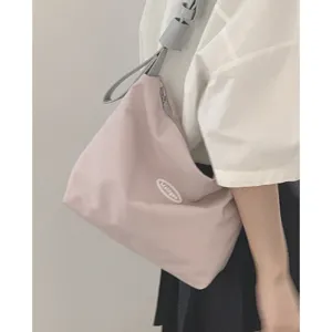 Women stylish casual canvas underarm shoulder bag versatile large capacity tote bag pink