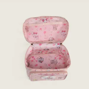 Pink cute cartoon cosmetic bag large capacity portable makeup organizer travel storage pouch