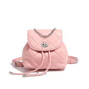 Sac à dos mini matelassé rose pour femme avec chaîne et fermoir tendance chic sac quotidien