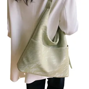 Trendy soft PU leather large capacity shoulder bag hobo tote bag for women daily casual use