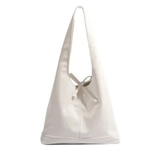 White minimalist casual large capacity shoulder tote bag for women daily commute style
