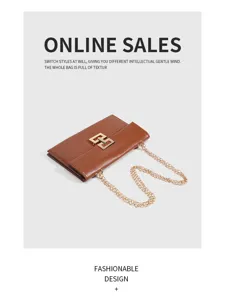 Close-up of the stylish brown leather cross-body bag featuring a gold metal lock and chain strap.