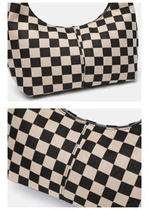 Sac a epaule carreaux noir et blanc sac dumpling vintage cabas sous les aisselles