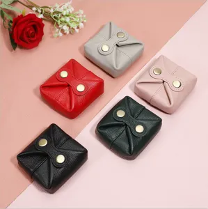 Genuine Leather Mini Coin Purse Portable Lipstick Holder Small Wallet With Metal Snap Closure For Women Men Daily Use