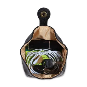 Mini lipstick storage bag portable coin purse multi-functional earphone key pouch black leather
