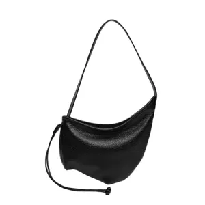 Bolso de hombro hobo irregular negro para mujer, elegante bolso cruzado de cuero PU.