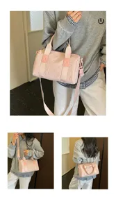 Roze nylon schoudertas stijlvolle casual crossbody handtas voor dames dagelijks