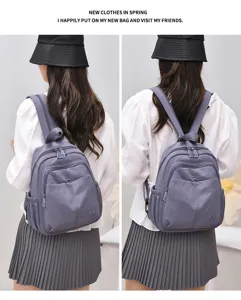 Lightweight nylon backpack for women with multi-compartments, large capacity student bag.