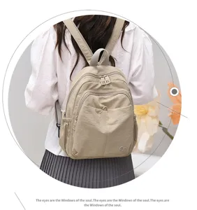 Women nylon backpack lightweight casual daypack multi-compartment travel school bag