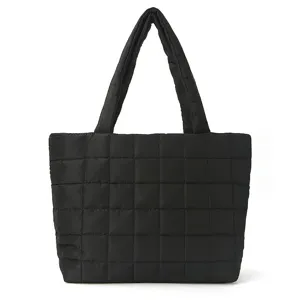 Women Quilted Padded Shoulder Bag Polyester Lightweight Large Capacity Tote Bag Autumn Winter Fashion Underarm Bag Casual Handbag