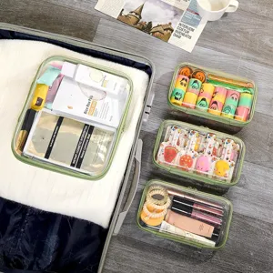 Set van 4 transparante PET reistoilettassen, waterdichte cosmetica organizer tas.
