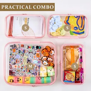 Transparante reis cosmetische tassen set 4 stuks make-up opbergtas organisators pro