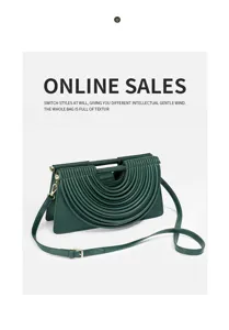 Dark green retro pleated handbag with shoulder strap, elegant noodle style women crossbody bag.