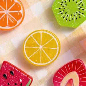 Cute resin fruit charms for DIY crafts phone cases clogs accessories colorful and durable.