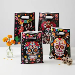 Tag der Toten Geschenktüten mit bunten Totenkopf-Motiven für Party-Süßigkeiten und Geschenke.