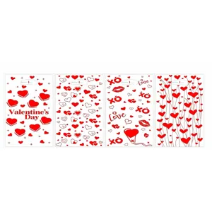 Valentijnsdag Plastic Cadeau Zakjes Rood Hart Print Feest Goodie Tassen 4St