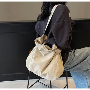 Minimalist nylon shoulder bag casual daily commuter tote bag large capacity versatile hobo purse