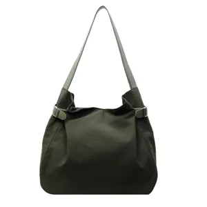 Women's simple solid nylon shoulder bag daily commute tote handbag front view display