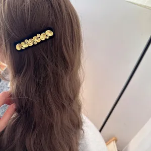 Élégante pince à cheveux BB en velours strass pour femmes, accessoire scintillant.