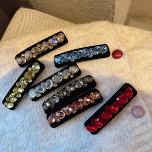 Pince à cheveux rétro en velours strass luxe cristal scintillant accessoire mode