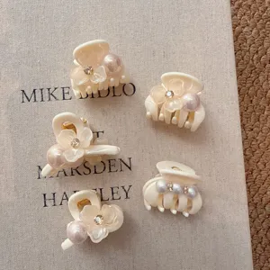 Koreanischer milchweißer Blumen Perlen kleiner Haargreifer vielseitiges süßes Haarschmuck Accessoire