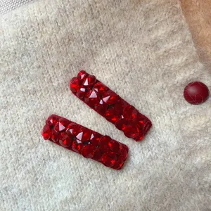 Rode strass vierkante haarspeld glinsterende kristallen haarspelden zoete haaraccessoires
