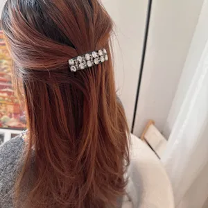 Barrette à cheveux strass exquise pour femmes, pince brillante en cristal pour tous les jours.