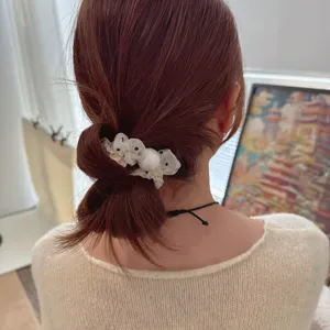 Korean mesh polka dot hair scrunchie French retro pony tail hair tie fashion accessory