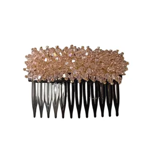 Peigne à cheveux exquis en perles de cristal pour femmes élégante pince à strass rose accessoires