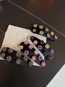 Satin rhinestone flower BB hair clips retro fabric side clips for bangs and broken hair