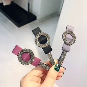 Retro Satin Bow Rhinestone Hair Clip Elegant Spring Barrette Hair Accessories For Women