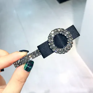 Black rhinestone hair clip sparkling crystal barrette elegant vintage hair accessories for women