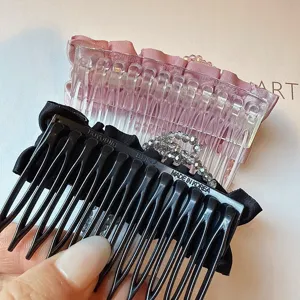 Korean Crystal Flower Hair Insert Comb Rhinestone Fabric Side Hair Clip Accessory