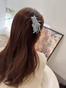 Korean crystal beaded ruffle side hair comb elegant sweet styling hair accessory for women.