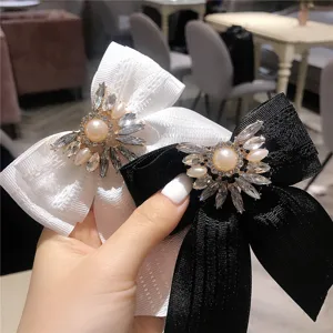 Donne Moda Fiocco Spilla Strass Perla Artificiale Nastro Farfallino Camicia Collo Accessori Gioielli Eleganti