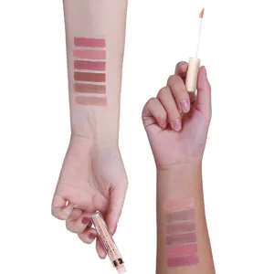 Matte liquid lipstick arm swatches showing rich color shades and smooth creamy texture detail.