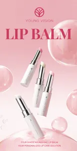 YOUNG VISION moisturizing lip balm with four nourishing shades for smooth lips care.