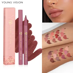 YOUNG VISION crayon à lèvres liquide mat avec embout éponge, rouge à lèvres nude étanche.