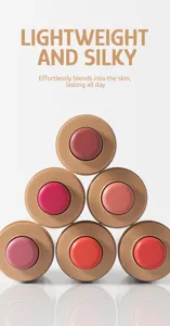 Detail shot of 6-color pocket blush sticks with creamy matte texture for lips and cheeks.