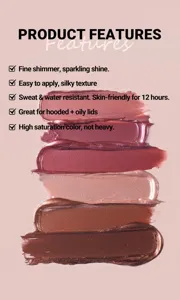 Liquid Eyeshadow 6 Colors Shimmer Metallic Waterproof Long Lasting Eye Makeup Tools