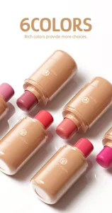 YOUNG VISION pocket blush stick detail view, cream texture dual-use for lips and cheeks.