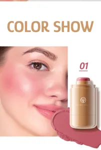 Young Vision pocket matte blush stick detail, cream texture, natural flush for lips and cheeks.