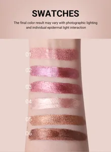 Young Vision 6 colors liquid eyeshadow shimmering metallic pearl eye makeup swatches